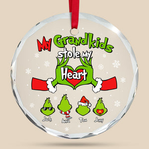 Grandparent Ornament - Hand Heart & Green Monster Kids - Personalized Gifts For Grandma, Grandpa-Homacus