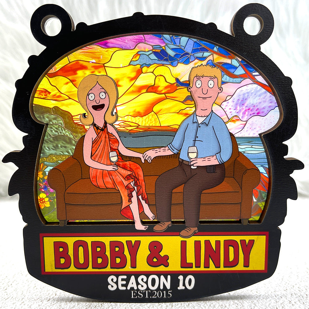 You And Me, Seasons Series - Personalized Christmas Suncatcher Ornament - Burger Couple Ornament-Homacus