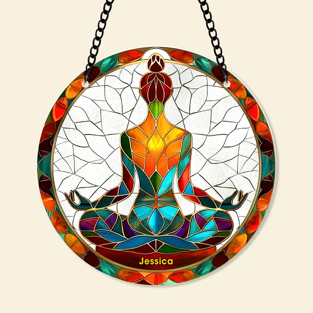 Personalized Gifts For Christmas Suncatcher Ornament 57ACQN240824 Yoga Symbol-Homacus