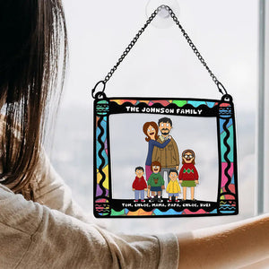 Personalized Gifts For Family Window Hanging Suncatcher Ornament Cartoon Family 01ACDT110225HG-Homacus