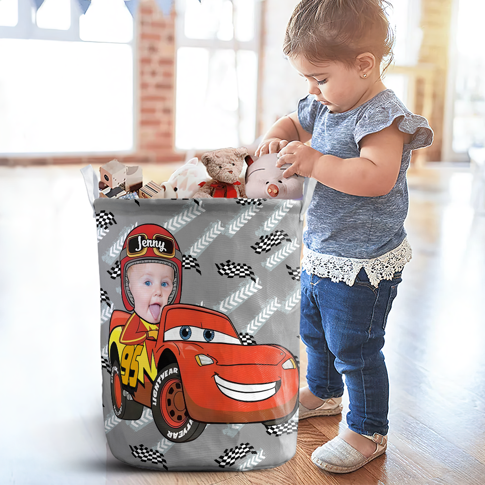 Personalized Custom Photo Gifts For Kids Driving Car Laundry Basket 02KAPU031224-Homacus