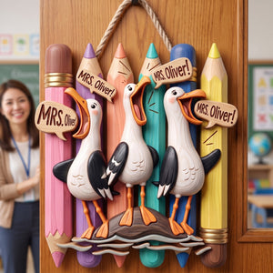 Cute Beachy Seagull Wood Sign - Personalized Gift For Teachers 02HUQN080826