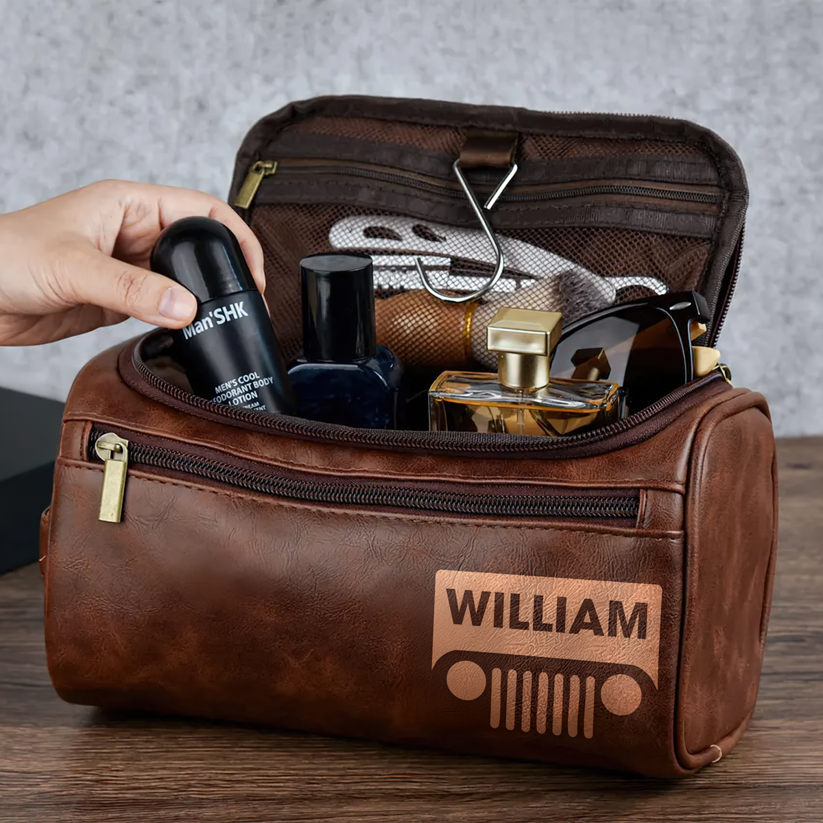 Personalized Gifts For Off-road Lover Leather Toiletry Bag 01hupu120325-Homacus