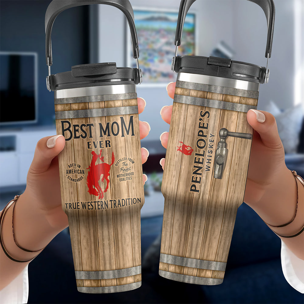 Personalized Gifts For Mom Tumbler With Handle, Whiskey Bourbon Barrel 03qhqn020425-Homacus