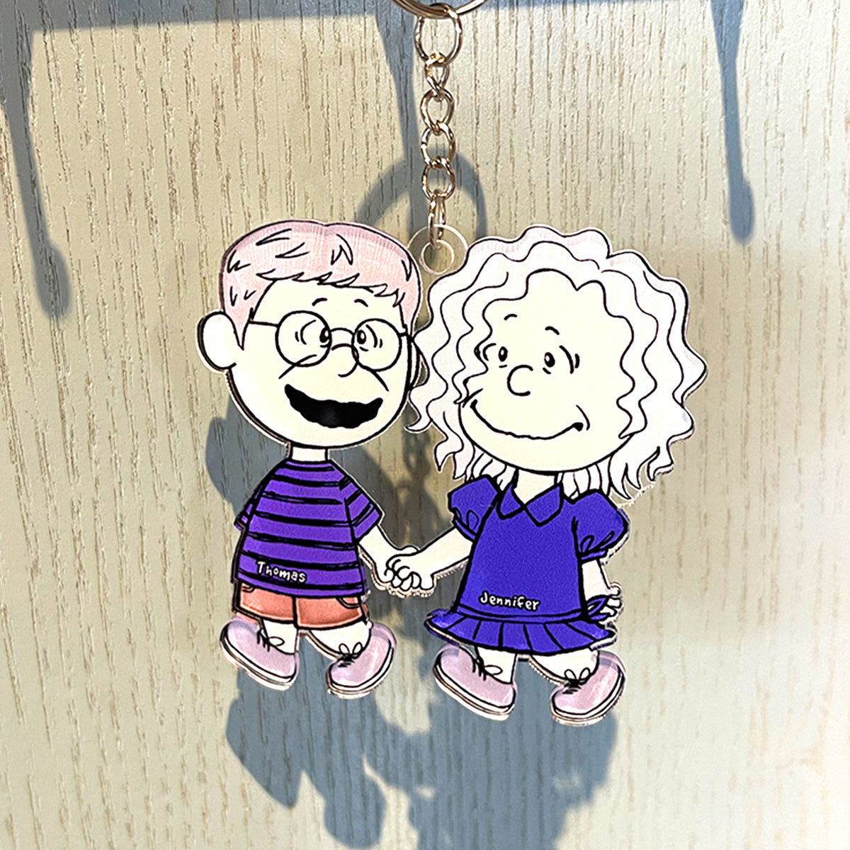 Couple Keychain - Walking Hand in Hand - Personalized Anniversary Gifts-Homacus