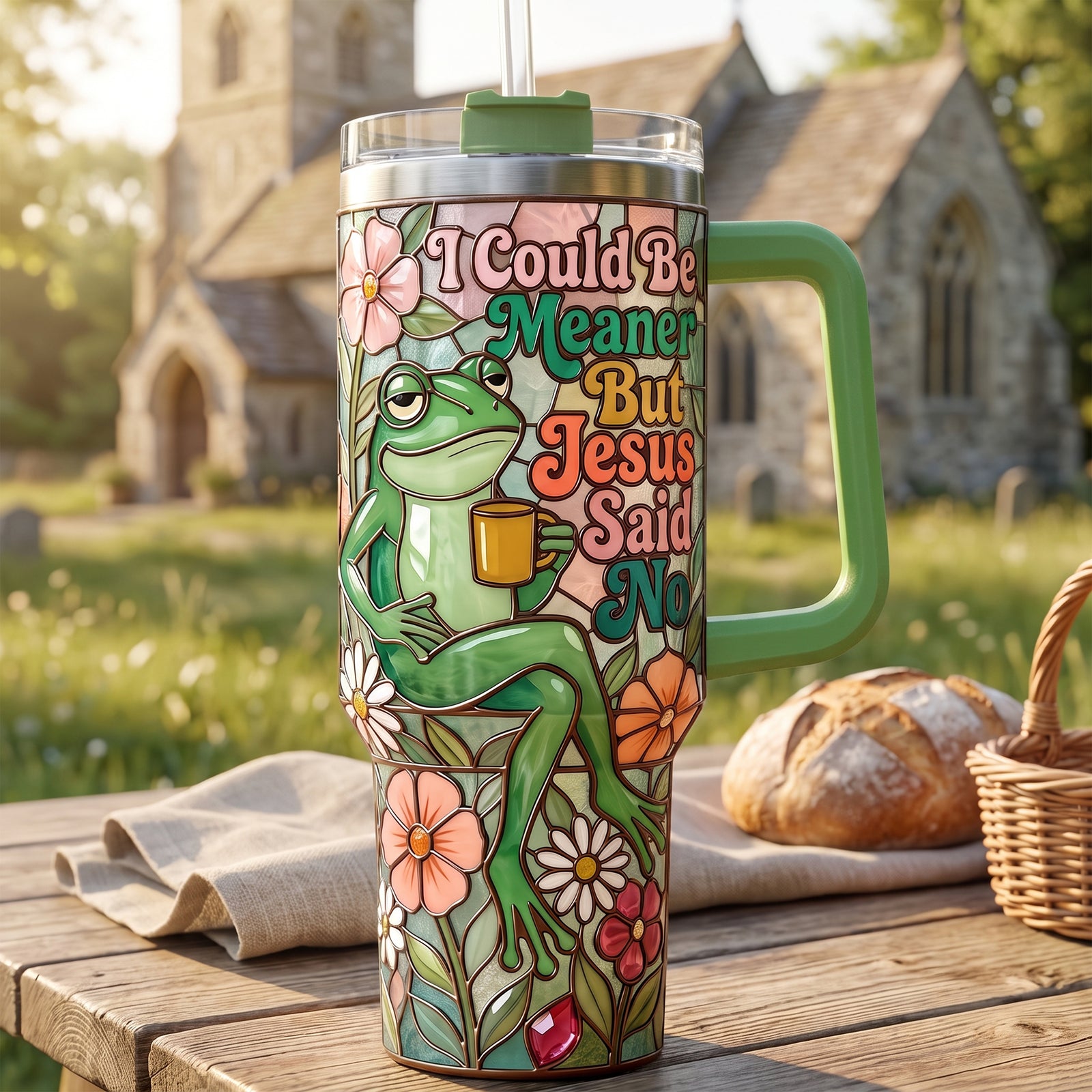 Jesus Mean Frog Tumbler With Handle - Personalized Gifts For Christian 01PAQN170726-Homacus