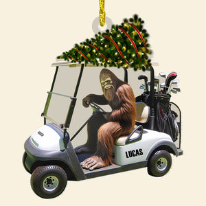 Golf Ornament - Bigfoot Golfer Riding Golf Cart - Personalized Gifts For Golfer-Homacus