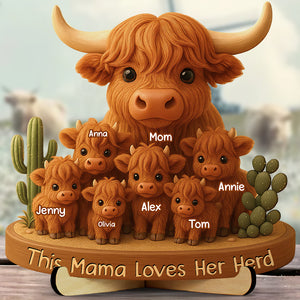 Personalized Gifts For Cow Mom Wood Sign Highland Cow Mama-Homacus