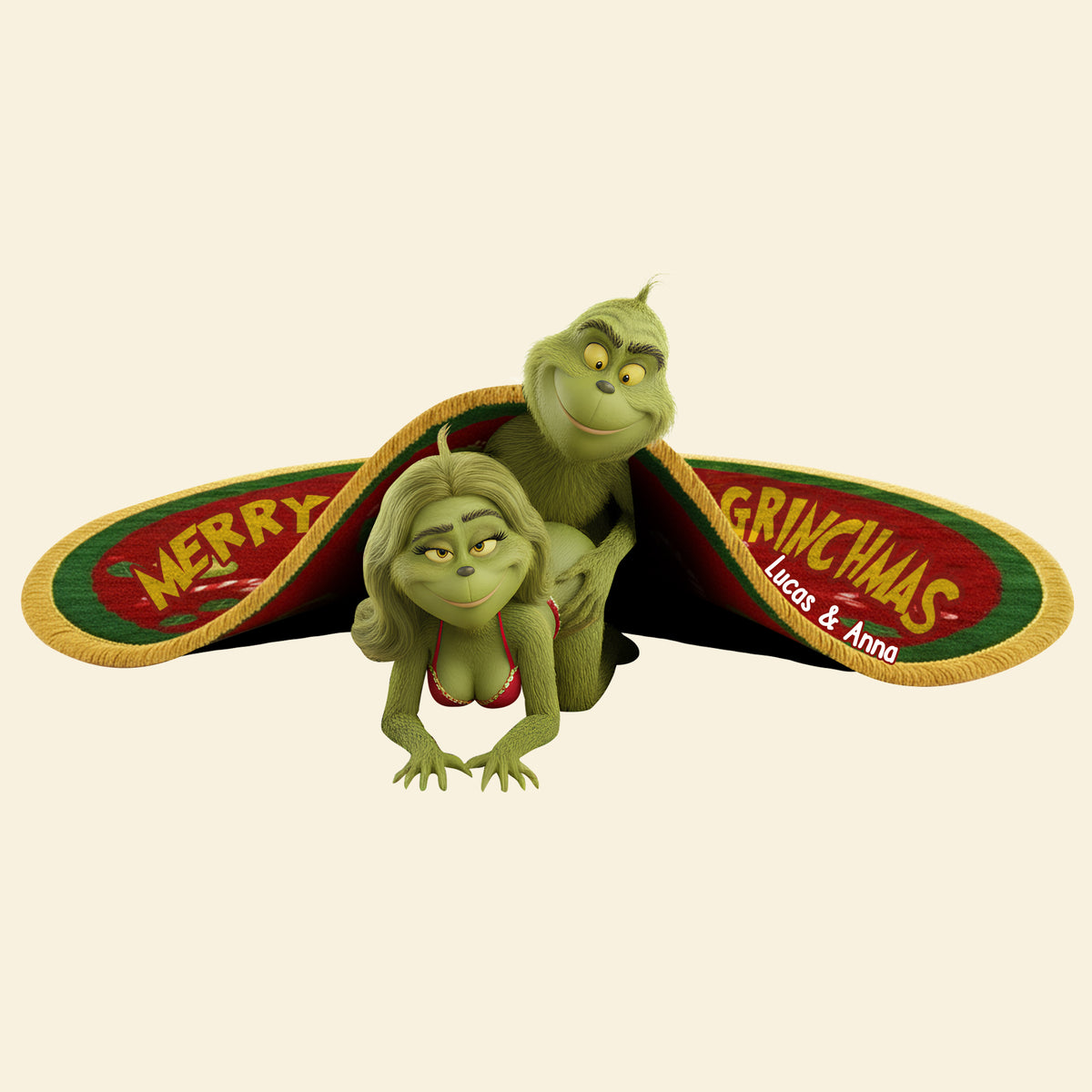 Naughty Green Couples Shaped Doormat - Personalized Gifts For Couples 04OHTN091025-Homacus