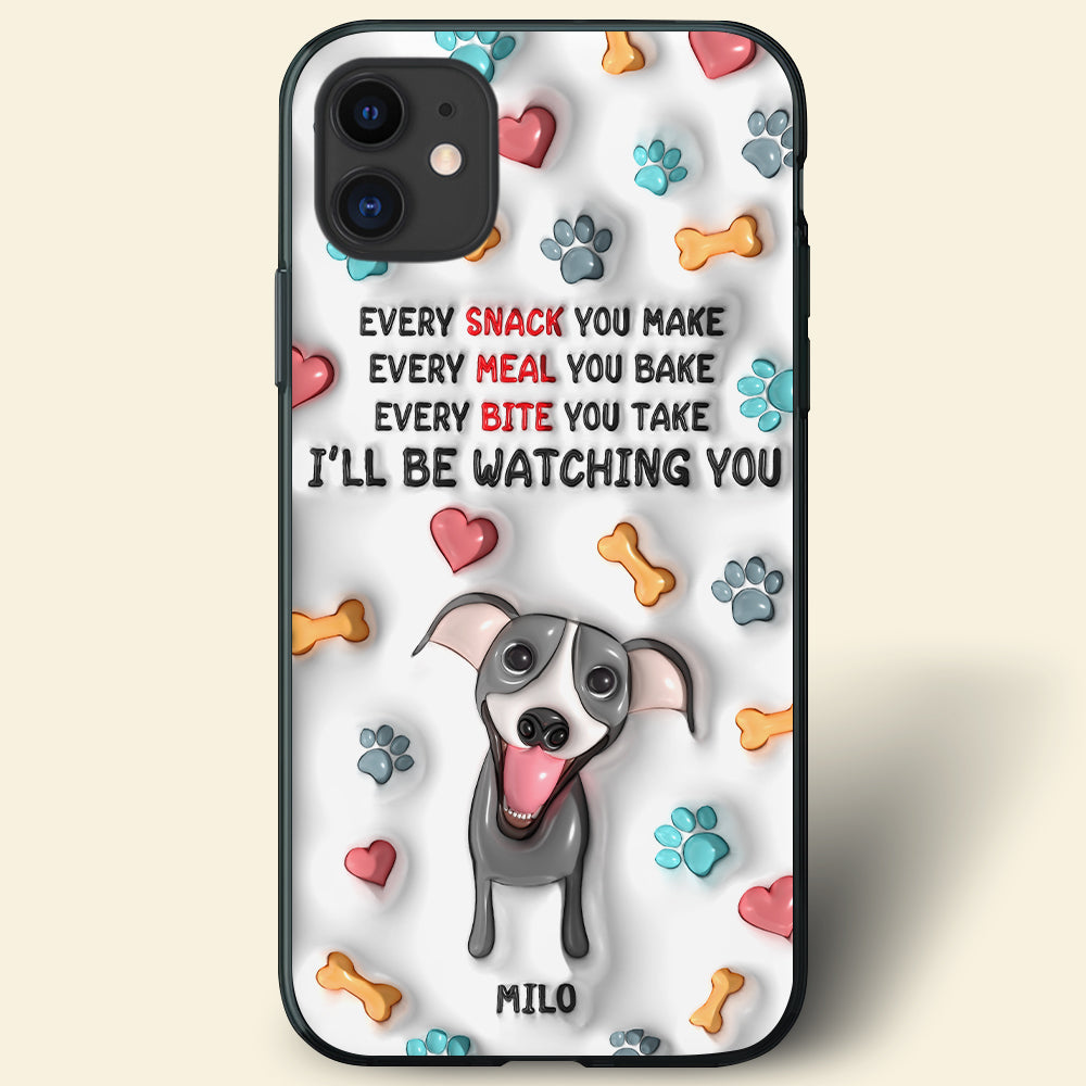 Personalized Gifts For Dog Lovers Phone Case, Cute Waiting Dog Puffy Effect 02qhpu080724-Homacus
