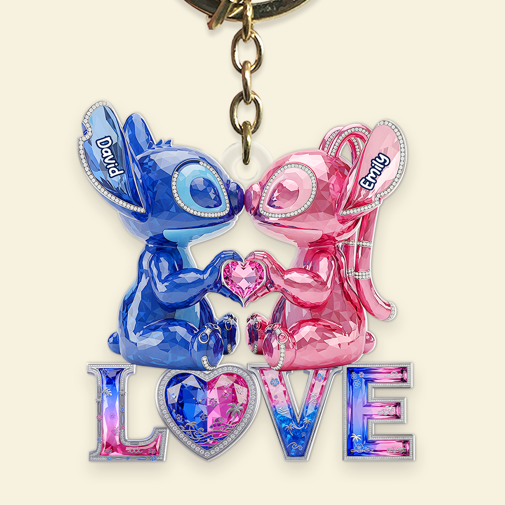 Kissing Aliens Couple Acrylic Keychain - Personalized Gifts For Couple 03OHPU020625-Homacus