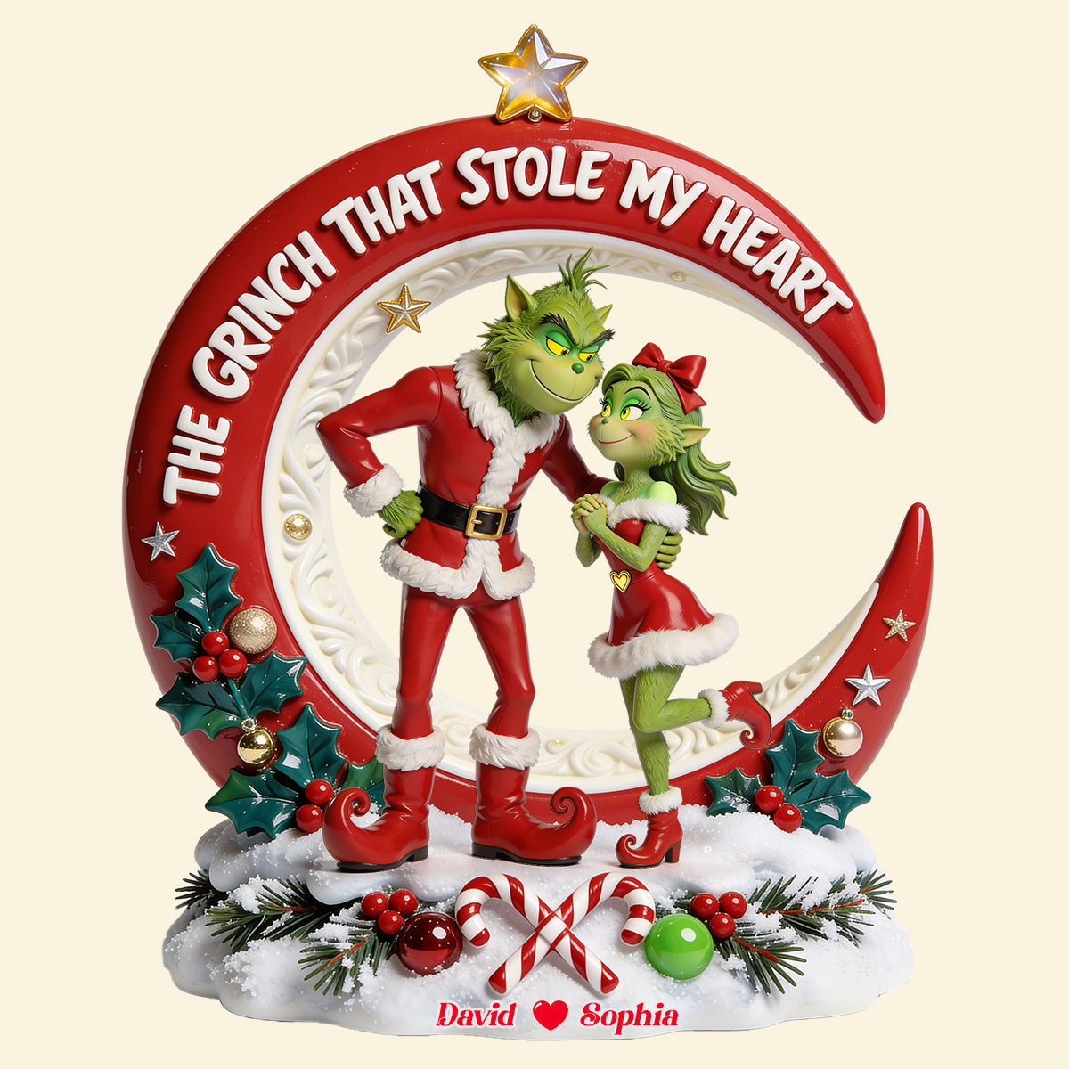 Funny Couple Acrylic Christmas Tree Topper - Personalized Gifts For Couple 02totn250826-Homacus