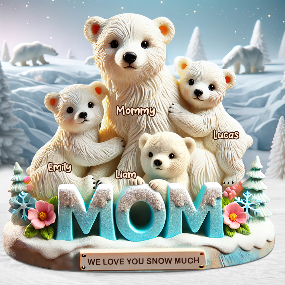 Polar Bear Mom Plaque - Personalized Gifts For Mom 02hupu170425-Homacus