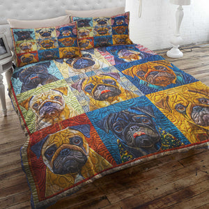 Pug French Bulldog Christmas Quilt Bed Set Gifts For Dog Lovers 01HUDT061124-Homacus