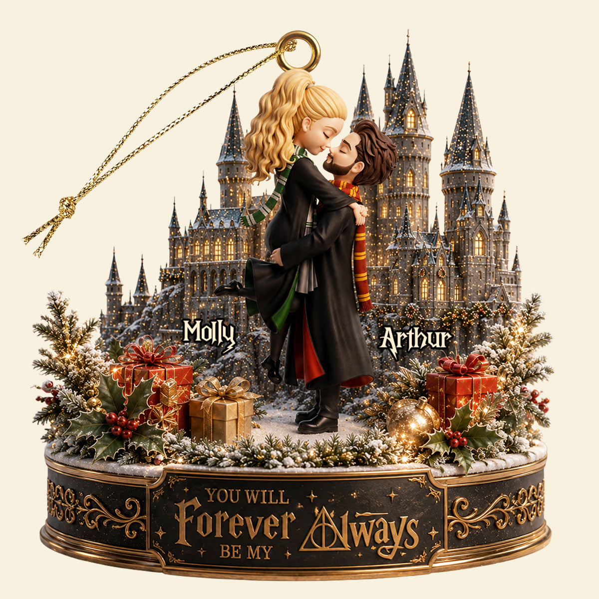 Kissing Fantasy School Couple Ornament - Personalized Gift For Couple Christmas Ornament 01NADT140826