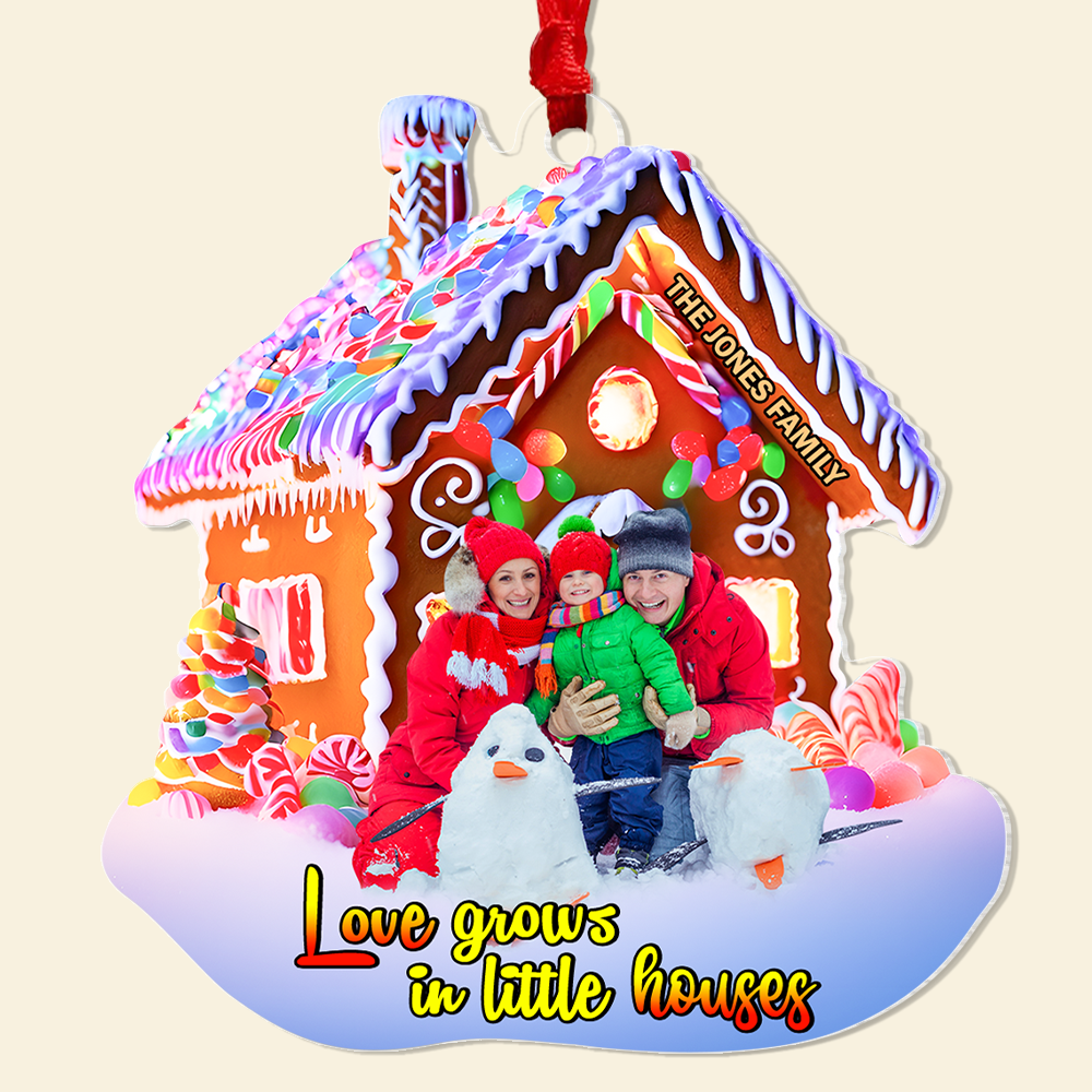 Custom Photo Gifts For Family Ornament, Love Grows In Little Houses 02TGPU240924-Homacus