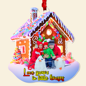 Custom Photo Gifts For Family Ornament, Love Grows In Little Houses 02TGPU240924-Homacus