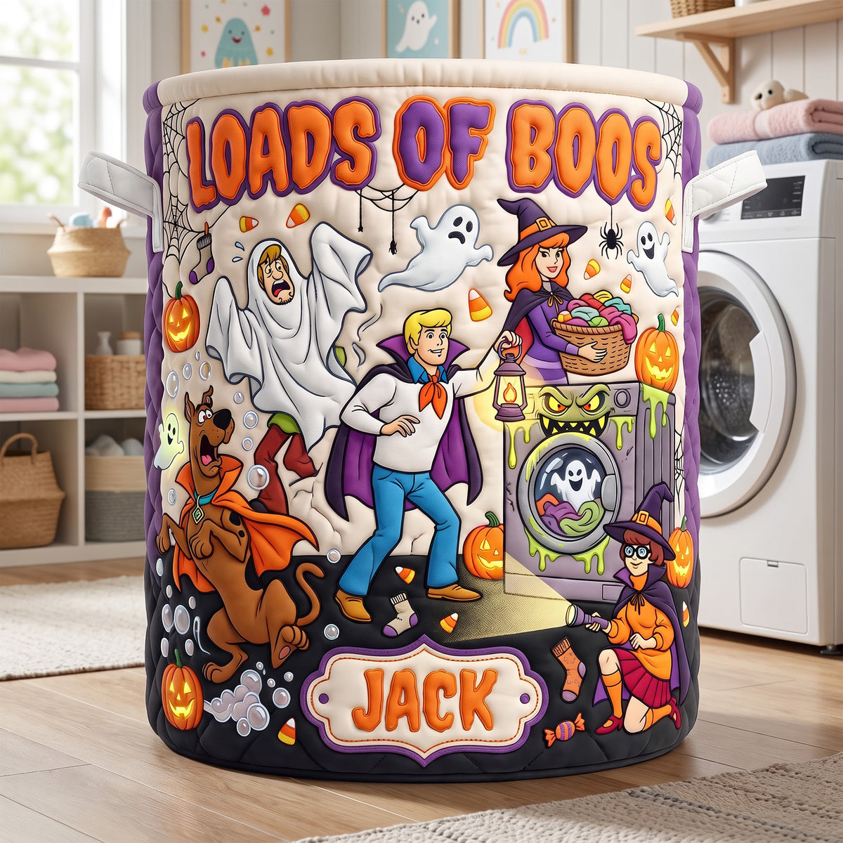 Loads Of Boos Quilted Laundry Basket - Personalized Gifts For Halloween 05haqn100826-Homacus