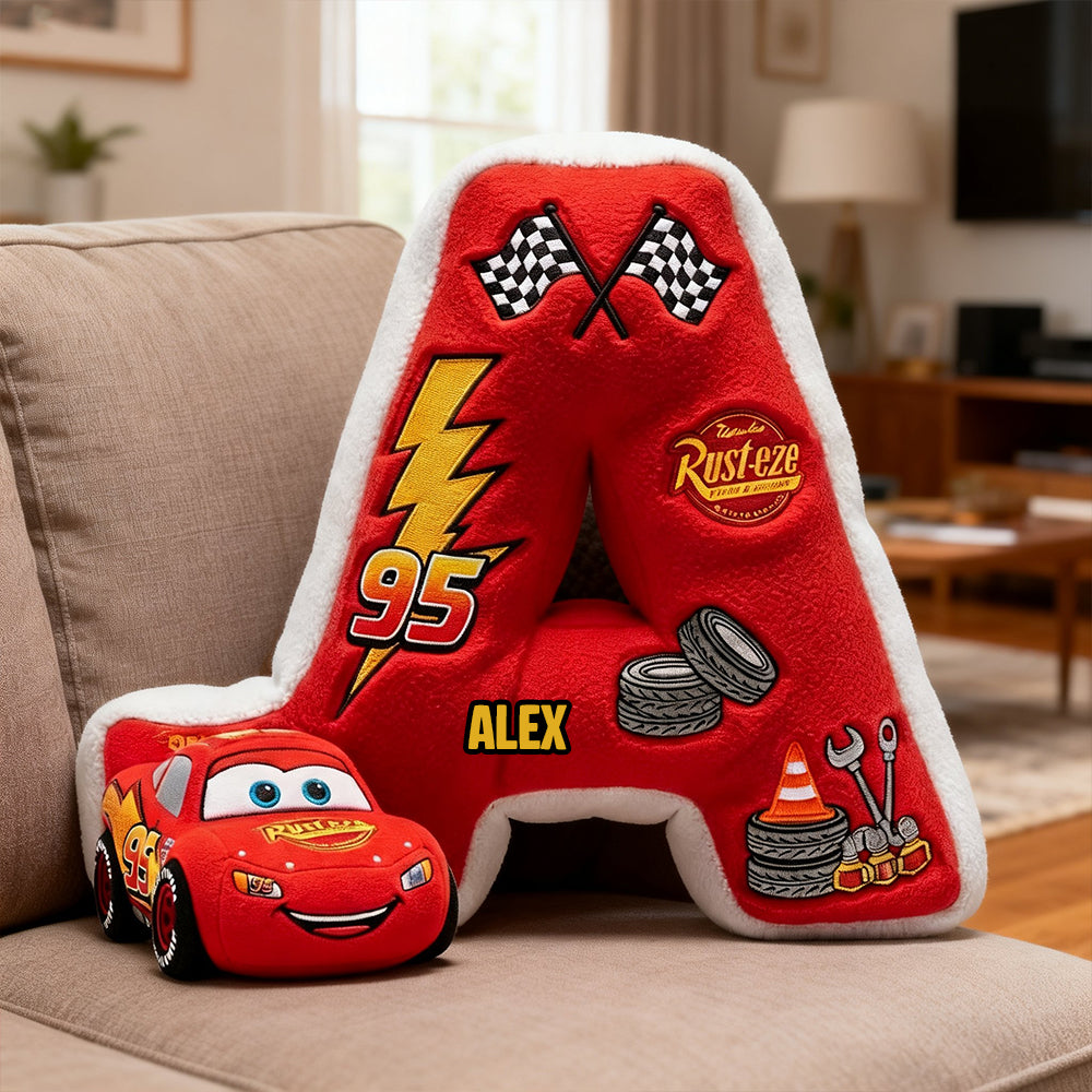 Racing Alphabet Initial Letters Custom Shape Pillow - Personalized Gifts For Kids 01natn081225-Homacus