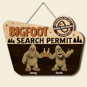 Bigfoot Search Permit, Personalized Custom Shaped Wooden Sign, Gift For Camping Lovers-Homacus