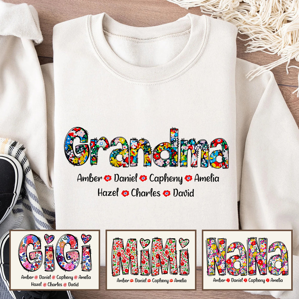 Personalized Gifts For Grandma Shirt, Vibrant Blooming Grandkids 01ACDT290325-Homacus