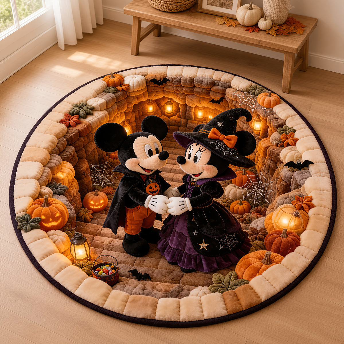 Spooky Little Mouse Round Mat - Personalized Halloween Gifts For Couple 02pgdt290826-Homacus