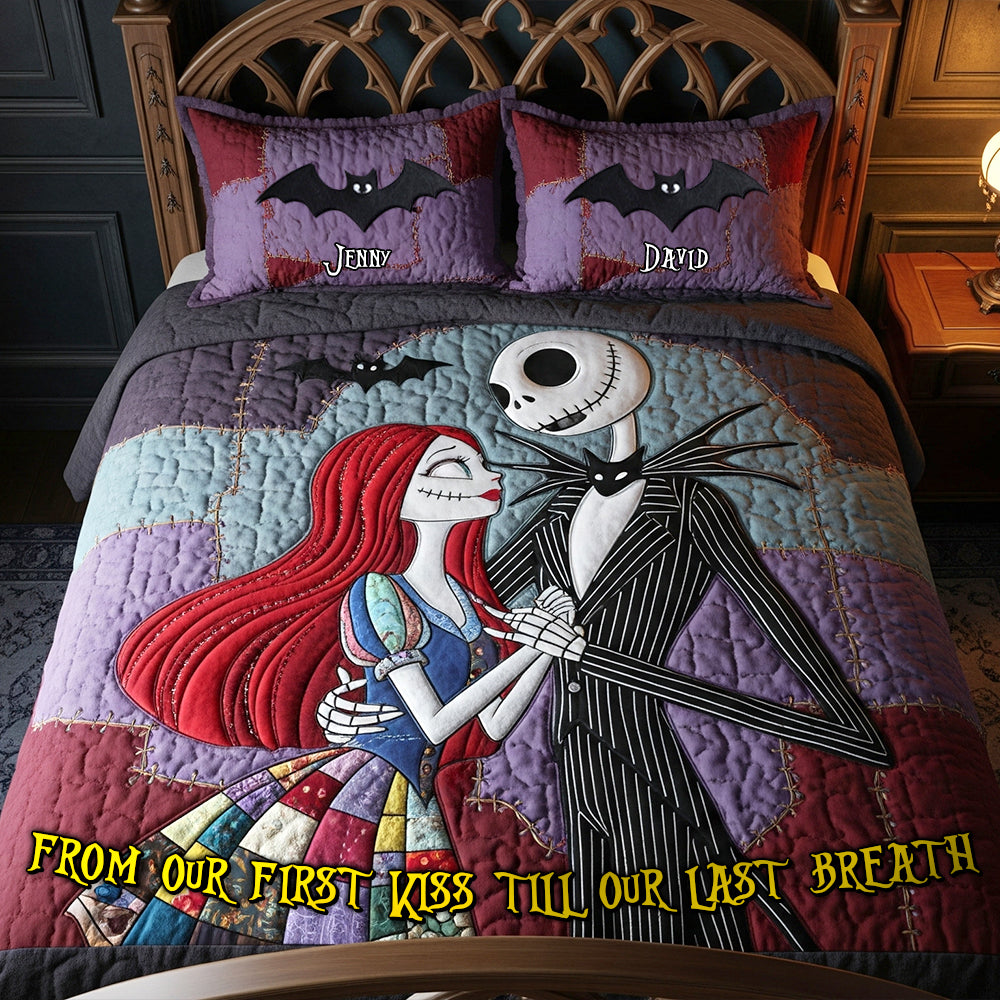 Enthusiastic Halloween Couple Quilt Bed Set, Personalized Gifts For Couple 02qhtn090825-Homacus