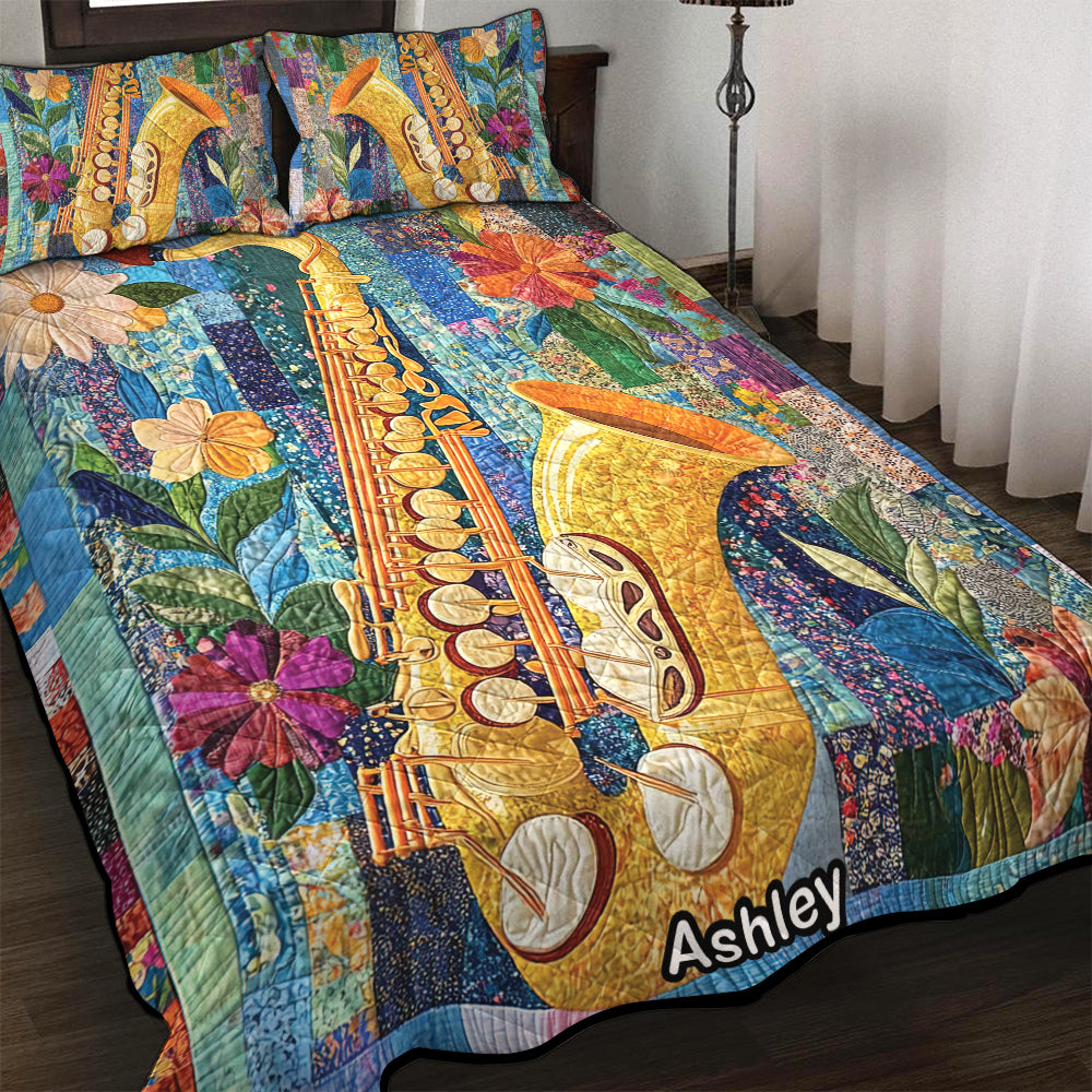 Vibrant Saxophone in Bloom, Personalized Gifts For Saxophone Lovers Quilt Bed Set 04QNQN311224-Homacus