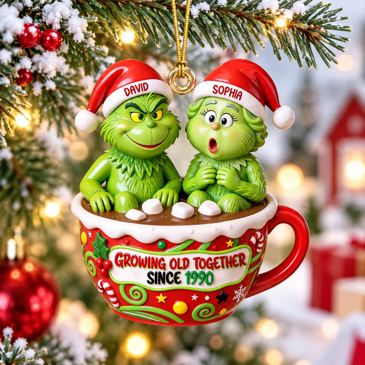 Hot Chocolate Cup Couple Ornament - Personalized Gifts For Couple Christmas Ornament 01TOQN160926-Homacus