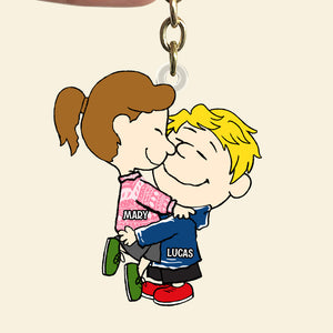 Personalized Gifts For Couple Keychain 03qhtn150724hhhg Cute Couple Embracing In Love-Homacus