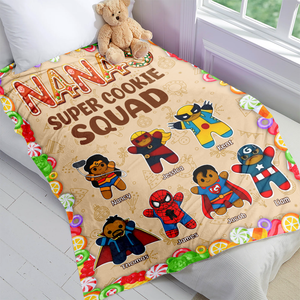 Personalized Christmas Gifts For Grandma Blanket, Super Cookie Squad 02kapu111024-Homacus