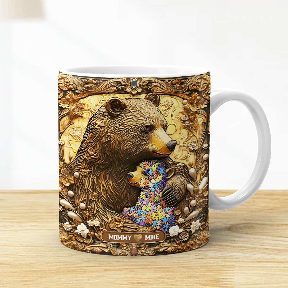 Personalized Gifts For Mom Coffee Mug, Autism Mama Bear 02TGMH240225-Homacus