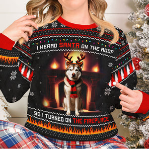 Custom Photo Gifts For Pet Lovers Ugly Sweater, Turned On The Fireplace 04TGQN241024-Homacus