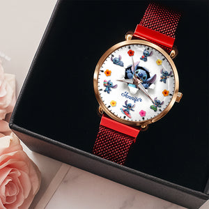 Blue Alien Mesh Strap Quartz Watch – Personalized Gifts for Cartoon Lovers 03pgqn170725-Homacus