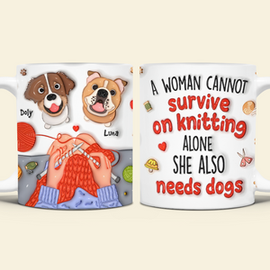 Personalized Gifts For Knitting Dog Lady Coffee Mug, Cute Inflated Effect 02qhpu060924-Homacus