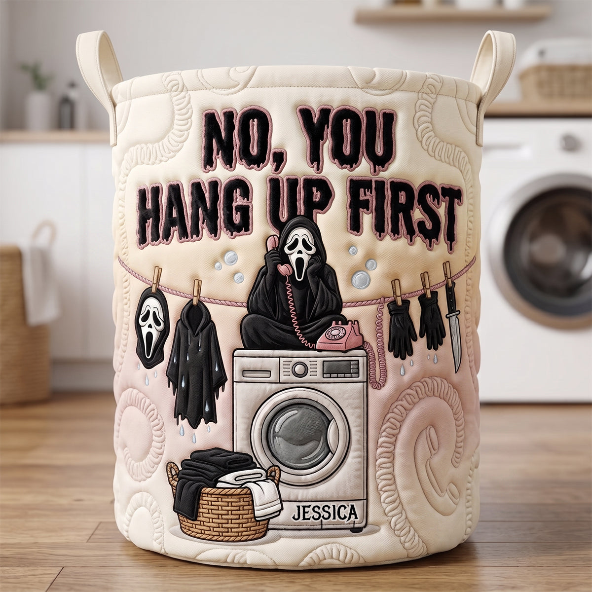 Fun Chatty Quilted Laundry Basket, Personalized Gifts 03qhdt200726-Homacus