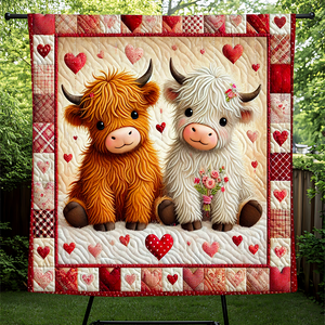 Personalized Gifts For Cow Couple Quilt Bedding Set 03XQPU080125-Homacus