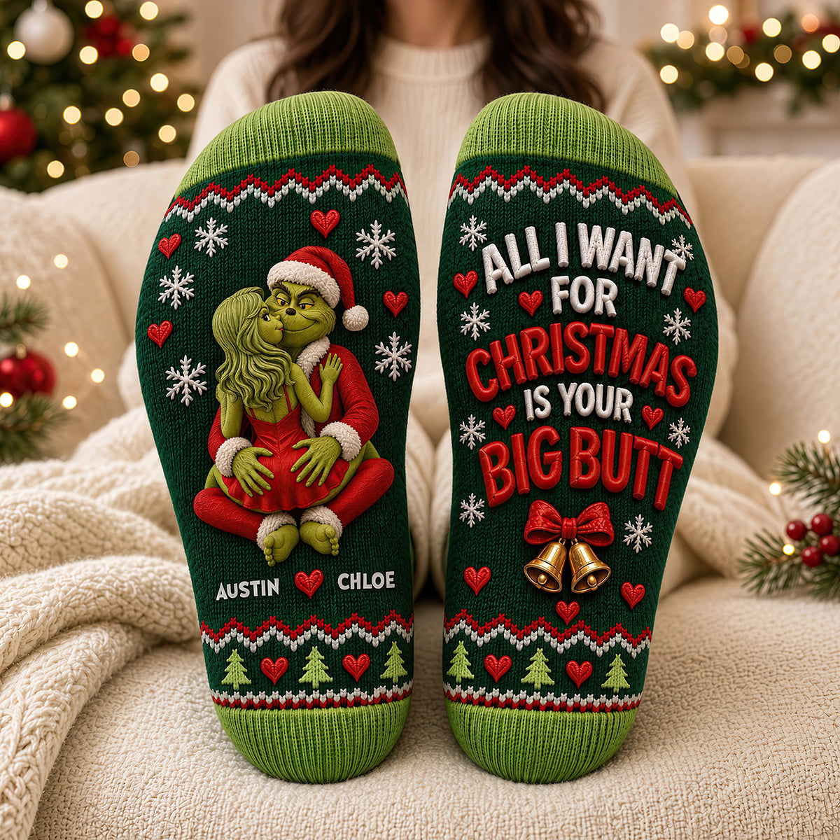 Furry Naughty Couples Middle Tube Socks - Personalized Christmas Gifts For Couples 01ohdt250926