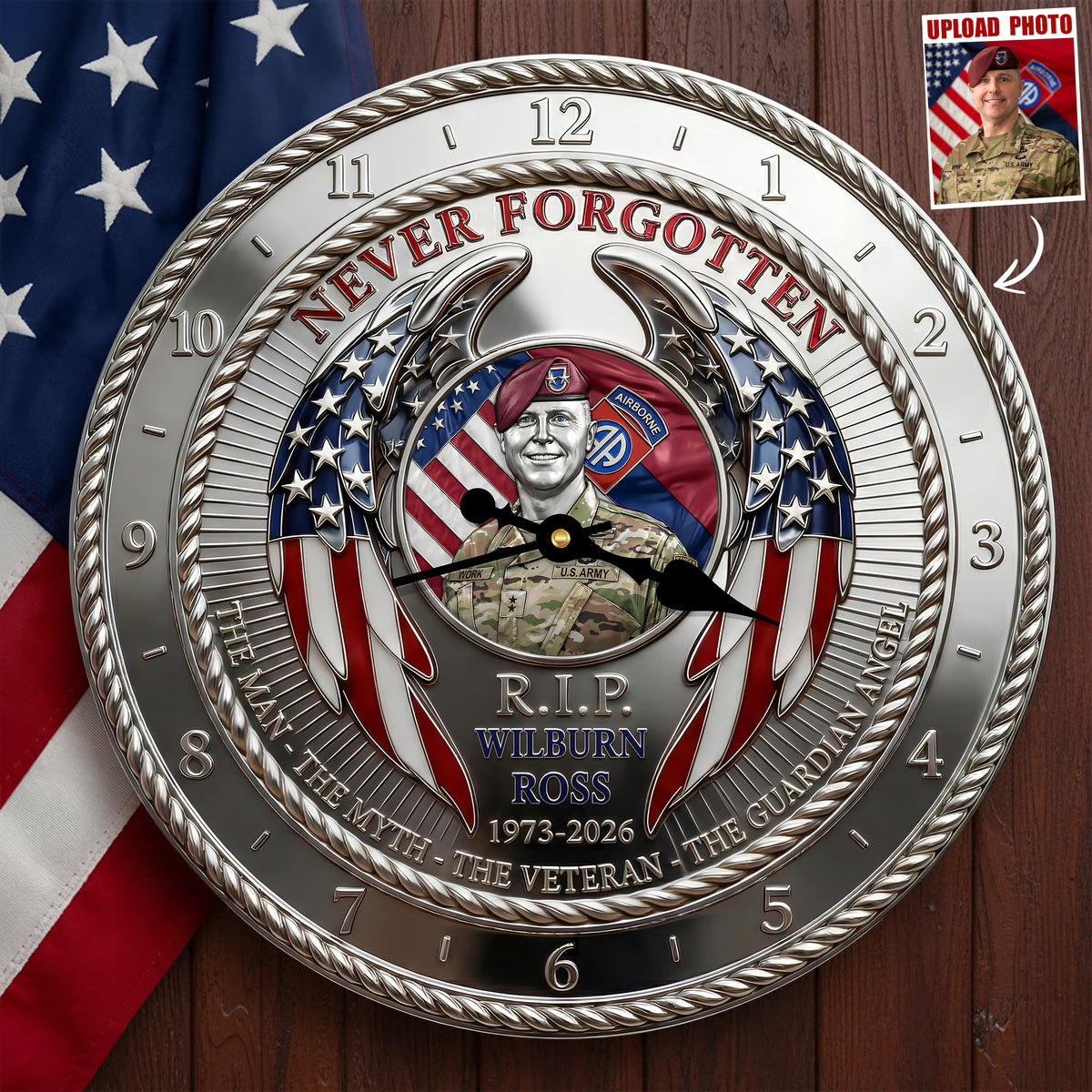 Veteran In Heaven Wall Clock - Personalized Keepsake To Remember Lost Veteran 04QHDT200126-Homacus