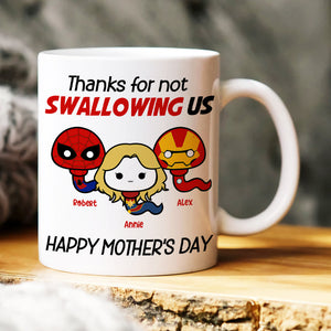 Thank Super Mom For Not Swallowing Us - Personalized Tumbler Cup - Mother's Gift-Homacus