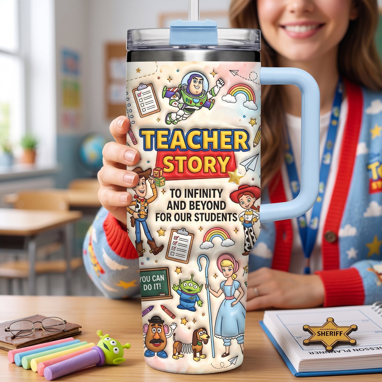 Devoted Teacher 40oz Tumbler With Handle - Personalized Gifts For Teachers 02QHLU220726-Homacus