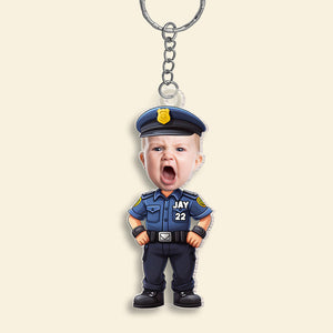 Custom Photo Gifts For Kids Keychain - Firefighter & Police Themes-Homacus