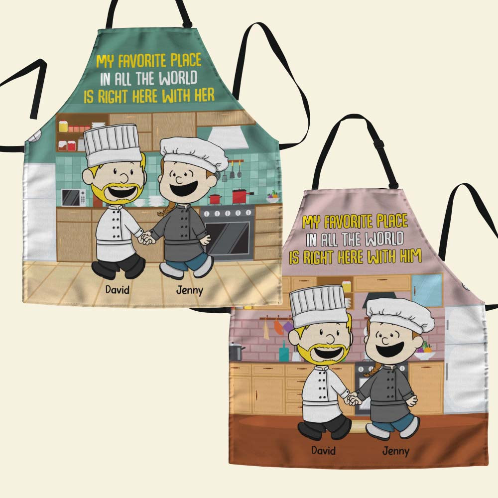 Personalized Gifts For Chef Couple Aprons 01xqtn130125hg My Favorite Place Is Right Here With You-Homacus