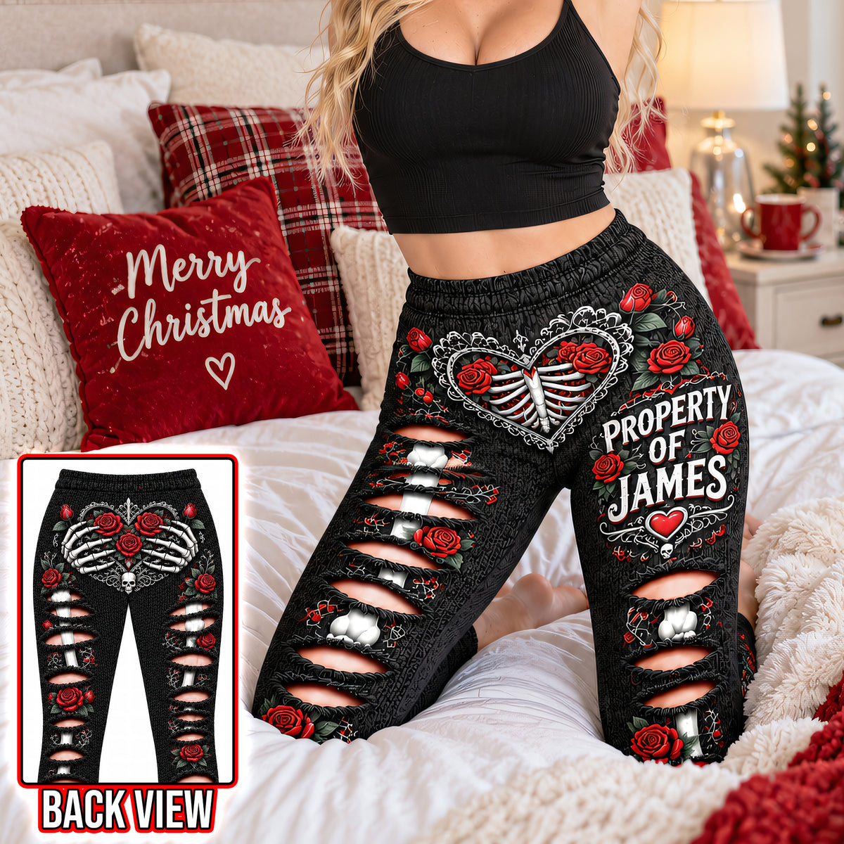 Naughty Skull Roses Women Leggings - Personalized Gifts For Her 03naqn110926