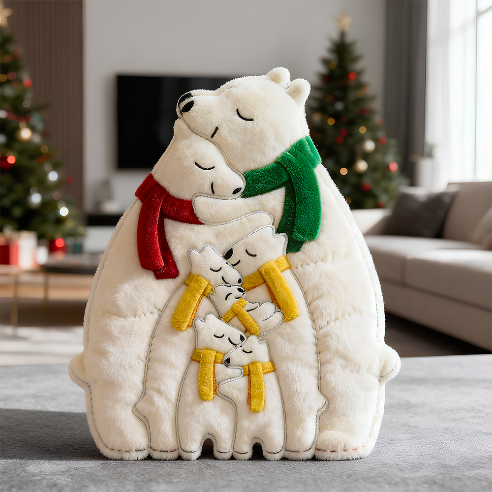 Ice Bear Family Hugging Pillow, Personalized Gifts For Family 03qhdt081125-Homacus