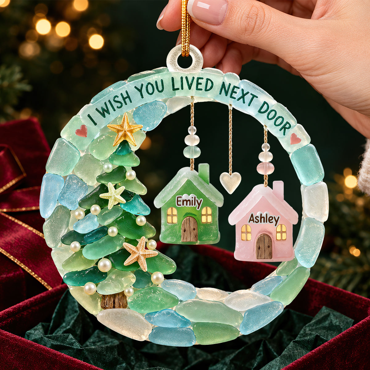 Besties House Seaglass Acrylic Ornament - Personalized Christmas Gifts 01nadt211026