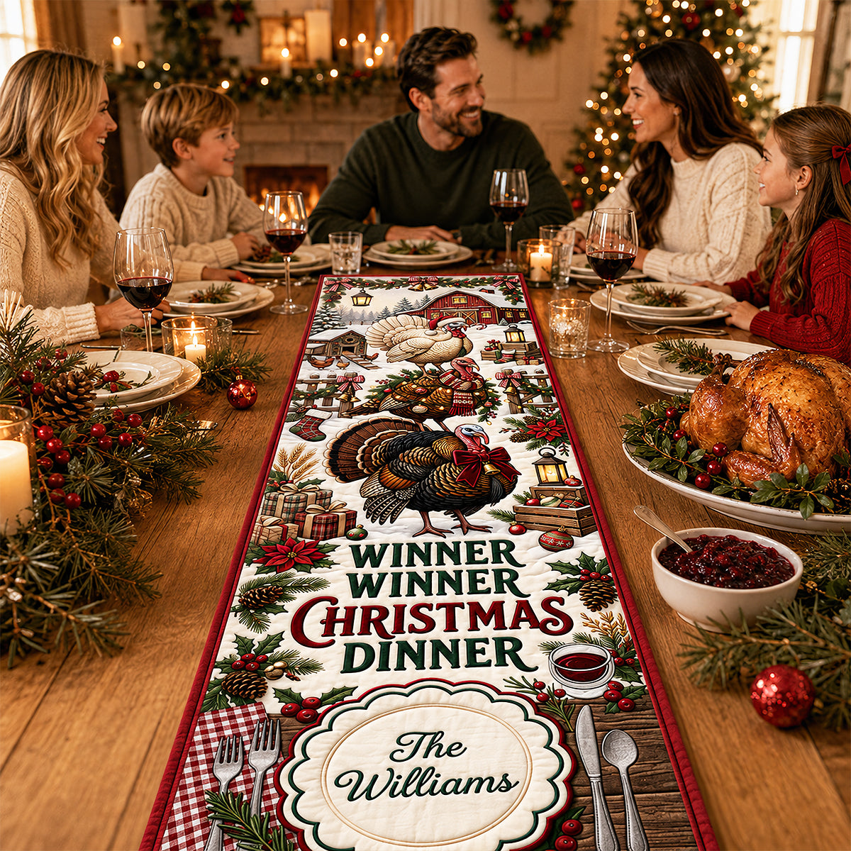 Winner Winner Christmas Dinner Quilted Table Runner - Personalized Christmas Gifts 07padt150826-Homacus