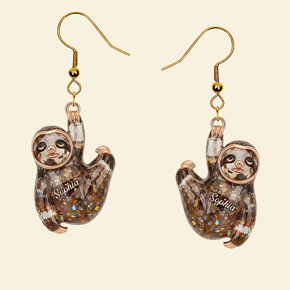 Tired Anti-social Sloth Hang In There Earrings - Personalized Gifts For Sloth Lover 06qhqn240625-Homacus