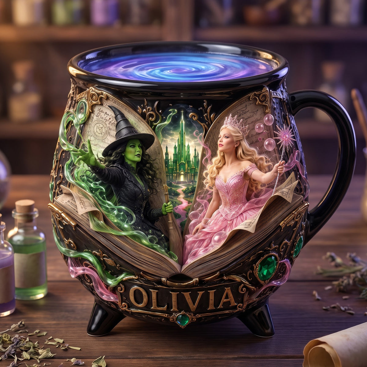 Enchanted Pink And Green Ceramic Cauldron Mug - Personalized Gifts For Halloween 03haqn190826