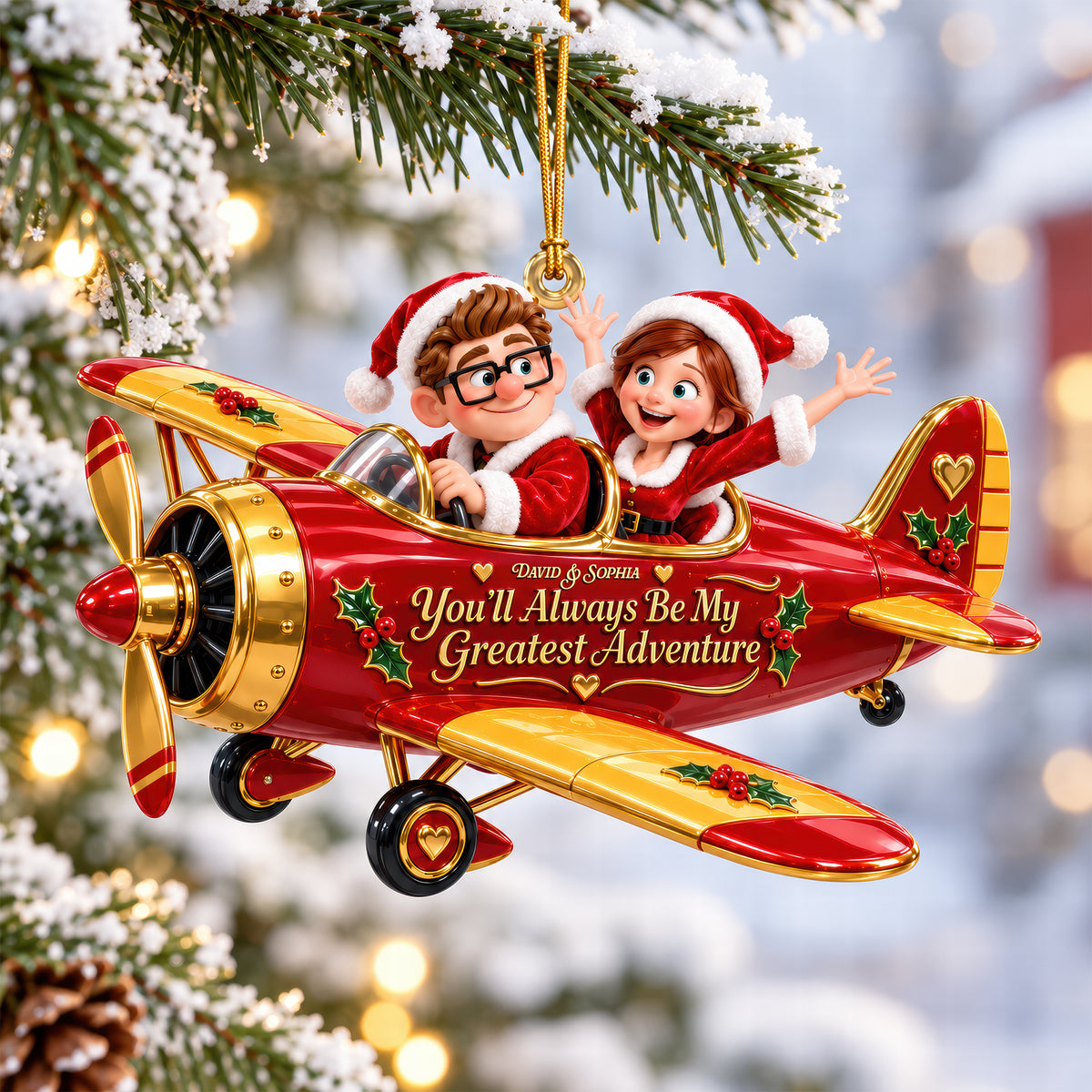 Cute Adventurous Couple Acrylic Ornament - Personalized Christmas Gifts For Couples 08tyqn210926-Homacus